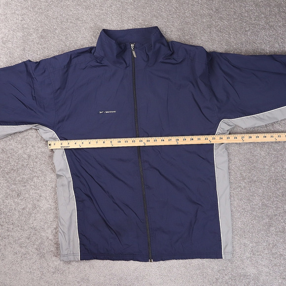 Vintage Reebok Logo XL Blue Gray Long Sleeve Full Zip Nylon Athletic Jacket - Picture 4 of 9